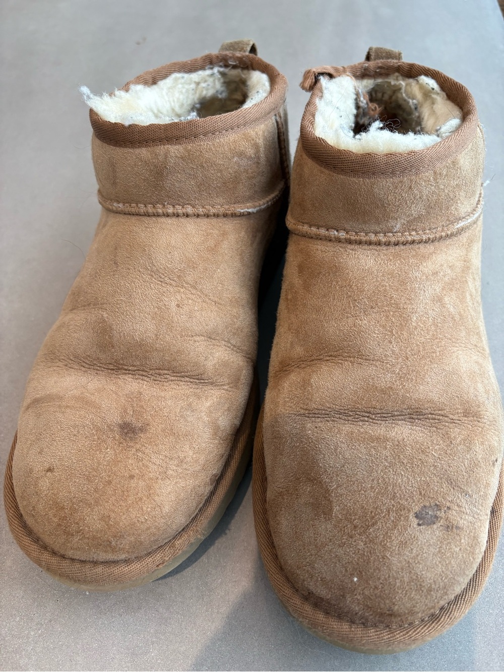 UGG classic ultra mini in tan, women size US 10